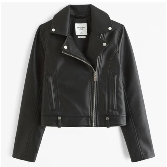 Abercrombie & Fitch Vegan Leather Black Moto Jacket - Picture 5 of 11